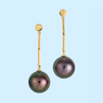 Tahitian Pearl Earrings - Dark Peacock