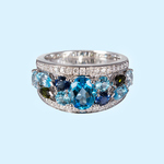 Topaz, Sapphire, Tourmaline & Diamond Ring