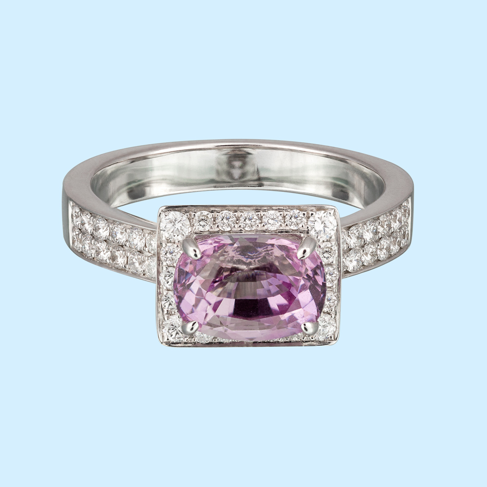 Pink Sapphire & Diamond Ring