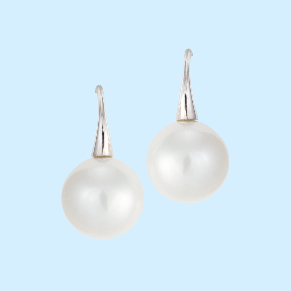 White Pearl Short Hook Earrings