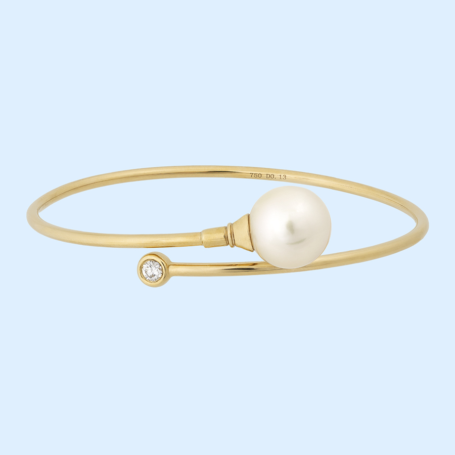 Champagne South Sea Pearl & Diamond Bangle