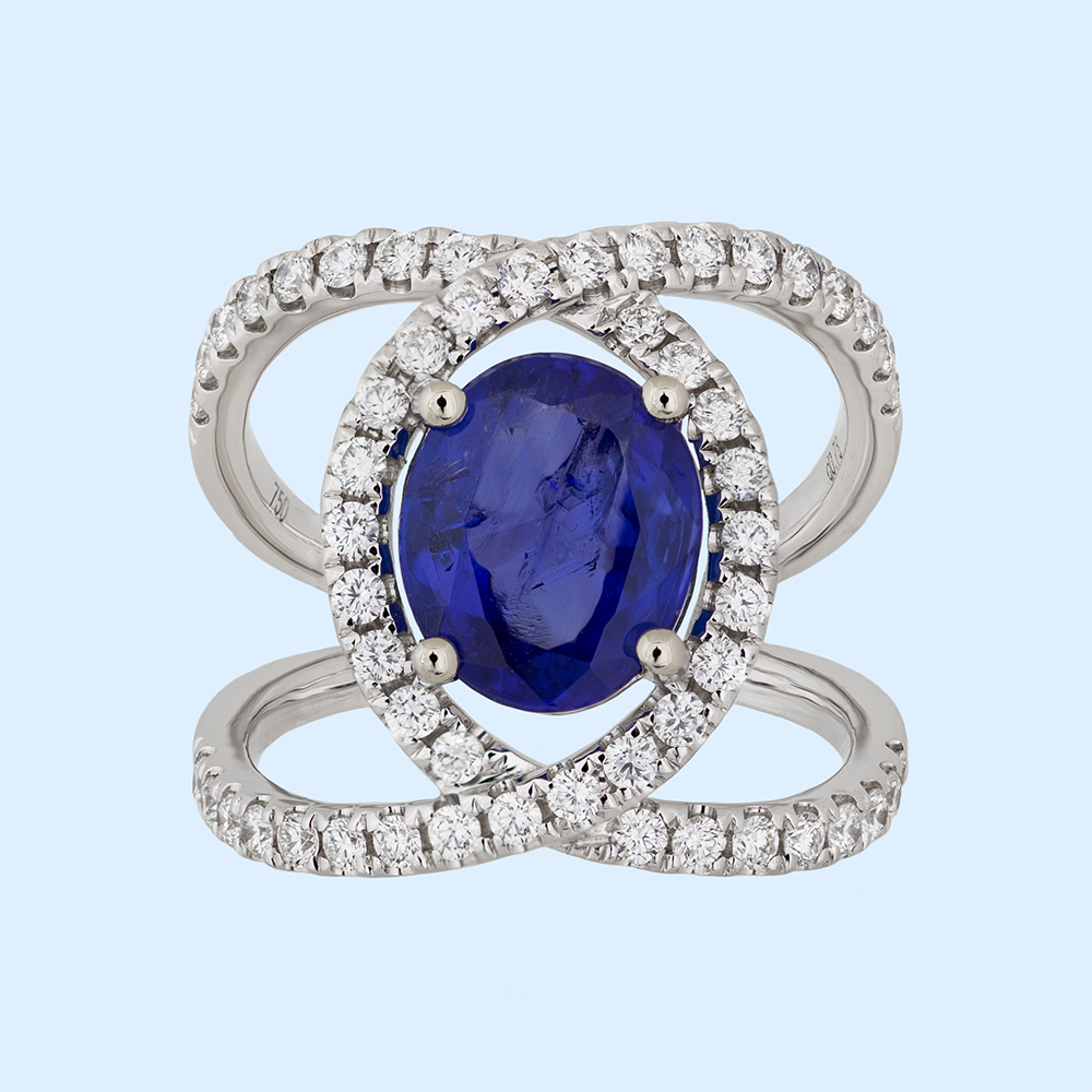 Cabochon Tanzanite & Diamond Ring